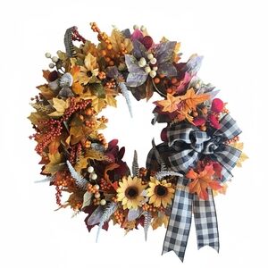 24 Inches Autumn Harvest Wreath with Bow